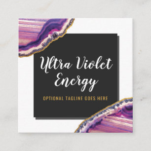 Carte De Visite Carré Géode Agate Slice Gemstone Ultra Violet violet