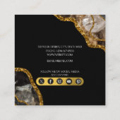 Carte De Visite Carré Géode d'âge noir et or Parties scintillant Monogra (Dos)