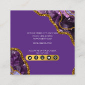 Carte De Visite Carré Géode d'âge violet et or Parties scintillant Monog (Dos)