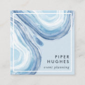 Carte De Visite Carré Géode de vague bleue (Devant)