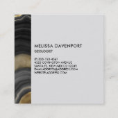 Carte De Visite Carré Géode moderne Gold & Grey Agate Geode Gemstone (Dos)