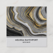 Carte De Visite Carré Géode moderne Gold & Grey Agate Geode Gemstone (Devant)