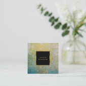 Carte De Visite Carré Géographe en pierre turquoise et or professionnel (Debout devant)