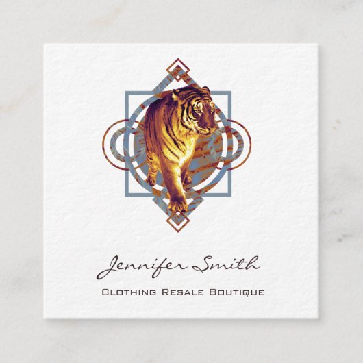 Carte de visite carré Geometric Tiger (Devant)