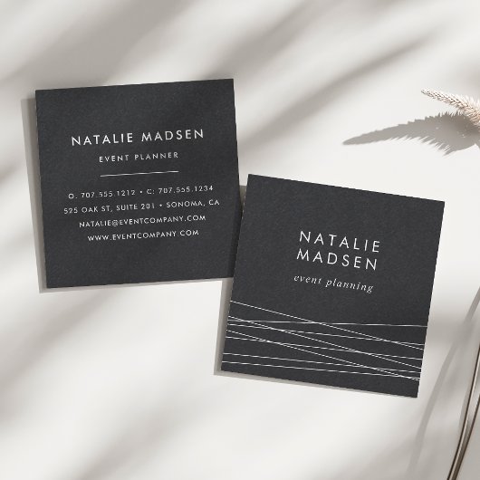 Carte De Visite Carré Géométrie | Noir