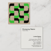 Carte De Visite Carré Géométrique 020614 - Noir et Vert (Devant / Derrière)
