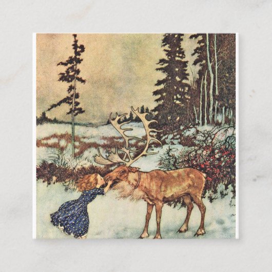 Carte De Visite Carré Gerda Et Le Reindeer - Edmund Dulac (Devant)