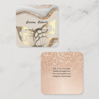 Carte De Visite Carré Gift Pink and White Glitter Modern Business card