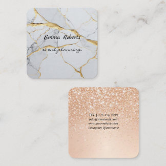 Carte De Visite Carré Gift Pink and White Glitter Modern Business card