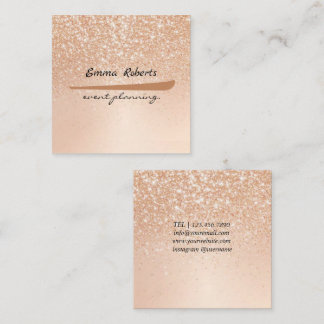 Carte De Visite Carré Gift Pink and White Glitter Modern Business card