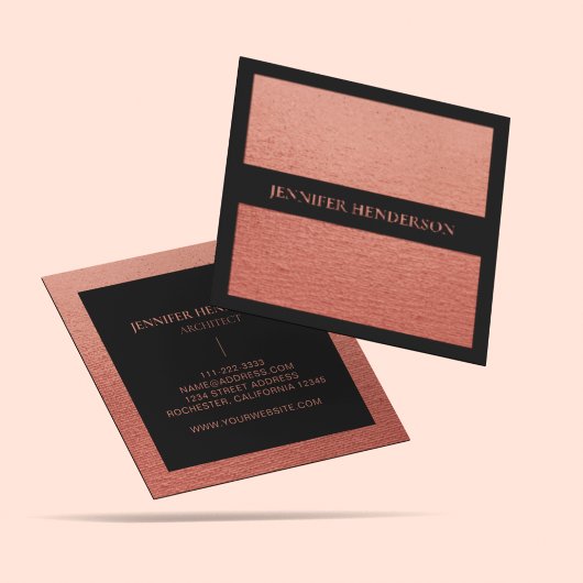 Carte De Visite Carré Girly Glam Gold Rose Gold Texture Professional
