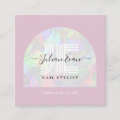 Carte De Visite Carré Girly Holographic QR Code Carré rose (Devant)