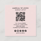 Carte De Visite Carré Girly Script QR Code Photo  Square Blush Pink (Dos)