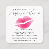 Carte De Visite Carré Glam Blanc & Pink Lipstick Artiste maquillage d'om (Dos)