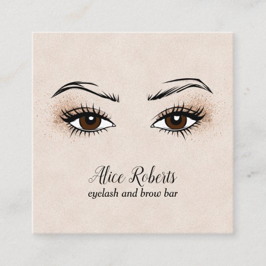 Carte De Visite Carré Glam Eyelash extension Brow Bar calligraphie (Devant)