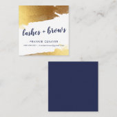 Carte De Visite Carré GLAM GILDED GOLD EDGES écriture manuscrite marine (Devant / Derrière)