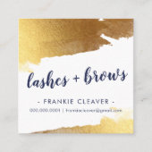 Carte De Visite Carré GLAM GILDED GOLD EDGES écriture manuscrite marine (Devant)