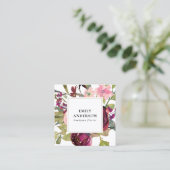 CARTE DE VISITE CARRÉ GLAM GOLD BLUSH BURGUNDÉ ROSE FLORAL (Debout devant)