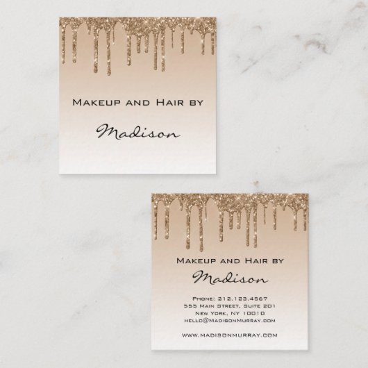 Carte De Visite Carré Glam Gold Driving Parties scintillant Drivers Maqu (Devant / Derrière)