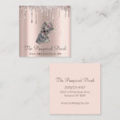 Carte De Visite Carré Glam Gold Rose Parties scintillant Drivers Chien G (Devant / Derrière)