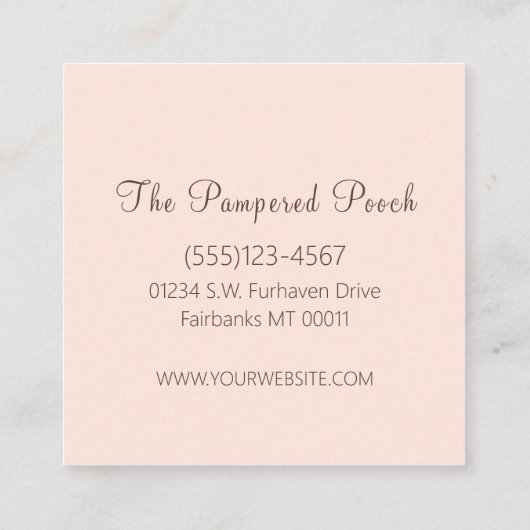 Carte De Visite Carré Glam Gold Rose Parties scintillant Drivers Chien G (Dos)