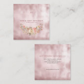 Carte De Visite Carré Glam Monogramme Rose or Wedding planner Floral (Devant / Derrière)