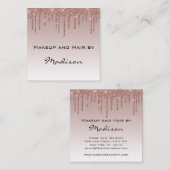 Carte De Visite Carré Glam Rose Gold Faux Parties scintillant Drives maq (Devant / Derrière)