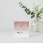 Carte De Visite Carré Glam Rose Gold Faux Parties scintillant Drives maq (Debout devant)