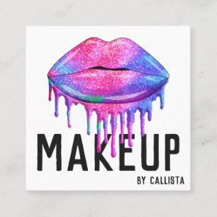 Carte De Visite Carré Glam Sparkly Mermaid Parties scintillant Drips maq