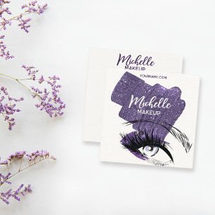 Carte De Visite Carré Glam violet brillant brillant peintre maquillage d