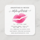 Carte De Visite Carré Glam White & Rose Lips Kiss Lipstick Artiste maqui (Dos)
