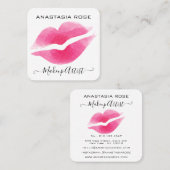 Carte De Visite Carré Glam White & Rose Lips Kiss Lipstick Artiste maqui (Devant / Derrière)