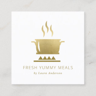 CARTE DE VISITE CARRÉ GLAMME MINIMAL GOLD FAUX REPAS CHEF REPAS