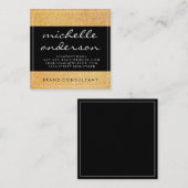 Carte De Visite Carré Glamor Parties scintillant or (Devant / Derrière)