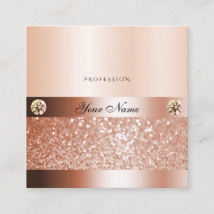 Carte De Visite Carré Glamour Rosegold Shimmery Bijoux Parties scintilla