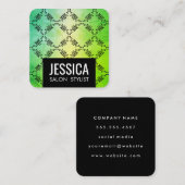 Carte De Visite Carré Glamour vert contemporain (Devant / Derrière)