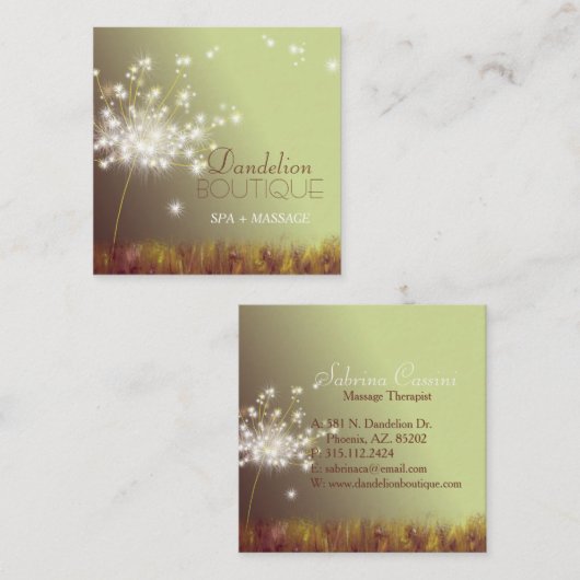 Carte De Visite Carré Glitterie mignonne Dandelions d'automne (Devant / Derrière)