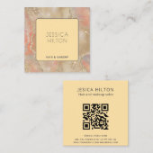 Carte De Visite Carré Glitterie or pastel abstrait lessive à l'aquarelle (Devant / Derrière)