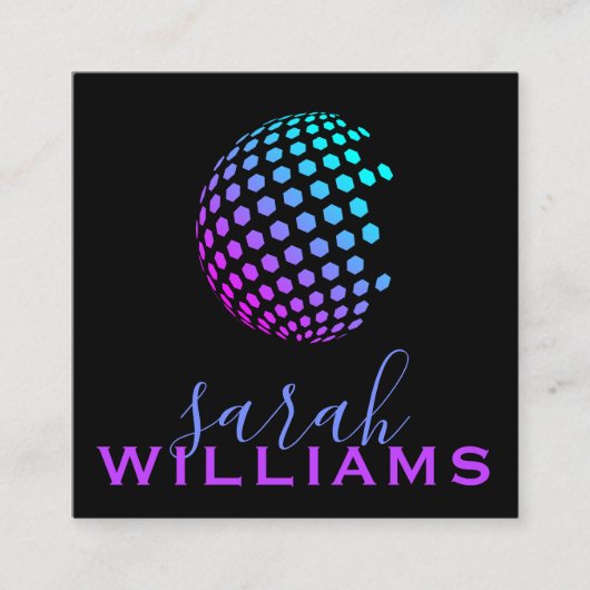 Carte De Visite Carré Globe géométrique coloré (Devant)