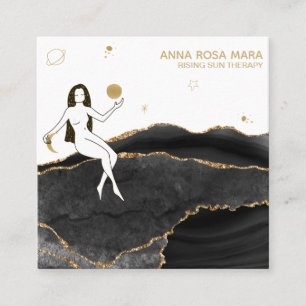 Carte De Visite Carré *~* Goddess Celestial Black Agate Gold Parties sci