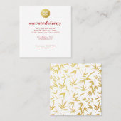 Carte De Visite Carré Gold Bamboo & Double Happiness Chinese Hotel (Devant / Derrière)