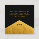 Carte De Visite Carré Gold Black Faux Gold Foil Design bijouterie (Dos)