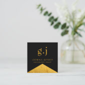 Carte De Visite Carré Gold Black Faux Gold Foil Design bijouterie (Debout devant)