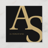 Carte De Visite Carré Gold Black Logo initials bold makeup qr code (Devant)