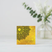 Carte De Visite Carré Gold Black Lotus Mandala Yoga Instructeur Holistic (Debout devant)