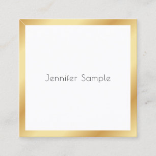 Carte De Visite Carré Gold Blanc moderne professionnel Modèle élégant