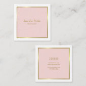 Carte De Visite Carré Gold Blush Rose Blanc Élégant Modèle moderne (Devant / Derrière)