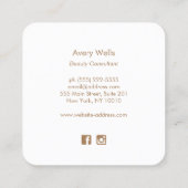 Carte De Visite Carré Gold Botanique Tropical Leaf Spa de beauté rose (Dos)