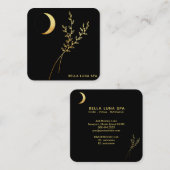 Carte De Visite Carré *~* Gold Crescent Moon . Feuilles Gold Foliage (Devant / Derrière)