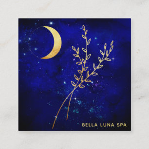 Carte De Visite Carré *~* Gold Crescent Moon - Gold Foliing Feuilles